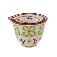 Hello Honey® Floral Hand-Stamped Stoneware Measuring Cup Set