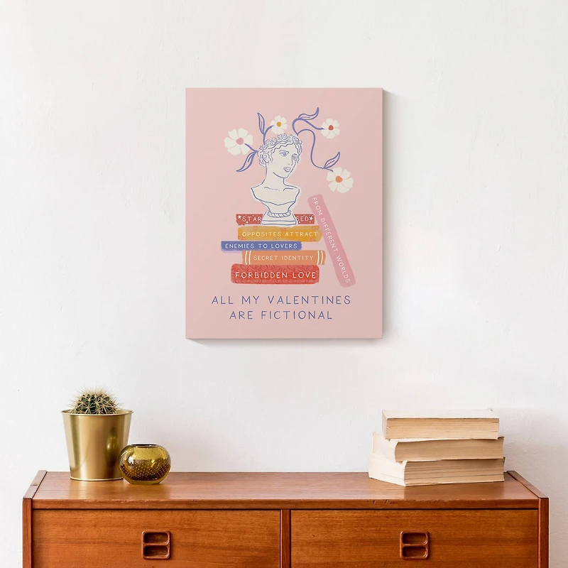 14" My Valentines are Fictional Canvas Wall Art