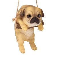 Design Toscano 8" Pug Puppy on a Perch Hanging Dog Sculpture
