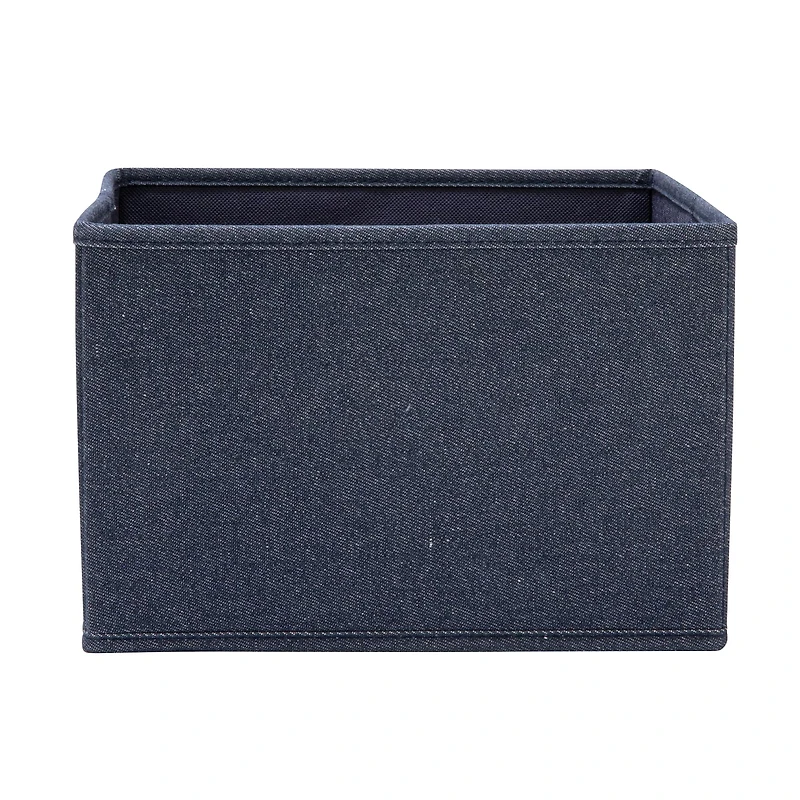 Household Essentials 7.5" Denim Blue Collapsible Cotton Blend Cube Storage Drawer, 2ct.
