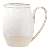 Hello Honey® 7" White & Tan Stoneware Pitcher