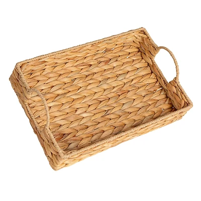 Hello Honey® 15.75" Natural Water Hyacinth Handwoven Tray with Handles