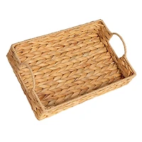 Hello Honey® 15.75" Natural Water Hyacinth Handwoven Tray with Handles