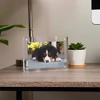 Mind Reader 3-Piece Desk Organizer Set, Pen Holder, Photo Frame and Sticky Note Tray, Acrylic, Clear