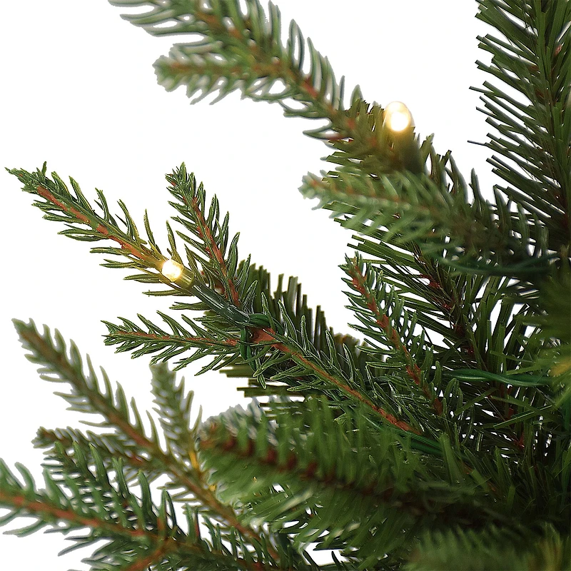 2ft. Pre-Lit Artificial Christmas Tree in Stump Planter, Warm White LED Lights