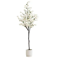 6ft. Artificial Cherry Blossom Tree with White Decorative Planter