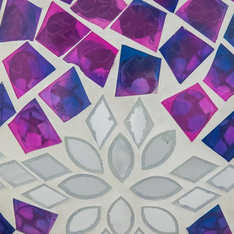 10" Purple, Pink & Silver Mosaic Floral Outdoor Garden Gazing Ball