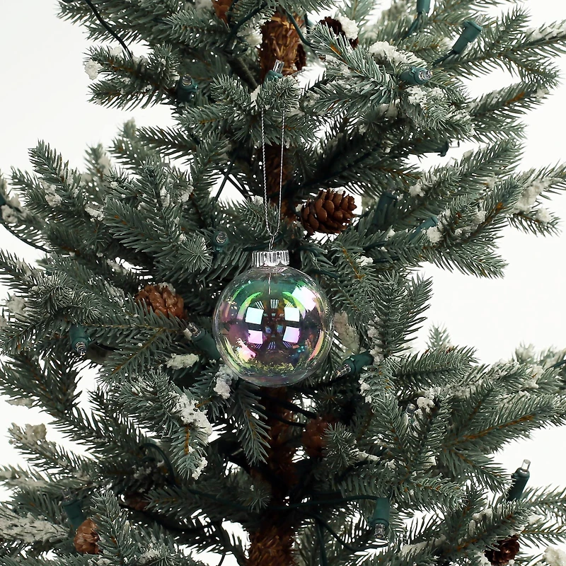 8 Pack 2.75" Clear Iridescent DIY Plastic Ball Ornaments by Make Market®