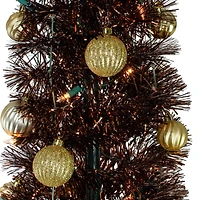 6ft. Pre-Lit Brown Pre-Decorated Pop-Up Artificial Christmas Tree