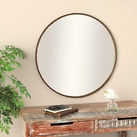 34" Gold Linked Chain Framed Round Wall Mirror