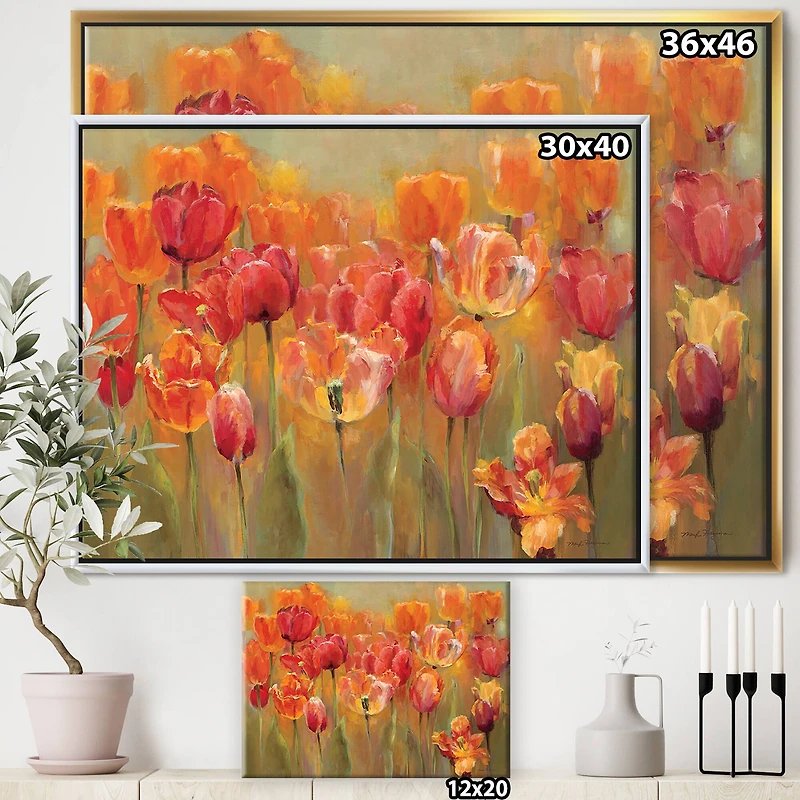 Designart - Red Handpainted Tulips