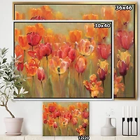 Designart - Red Handpainted Tulips