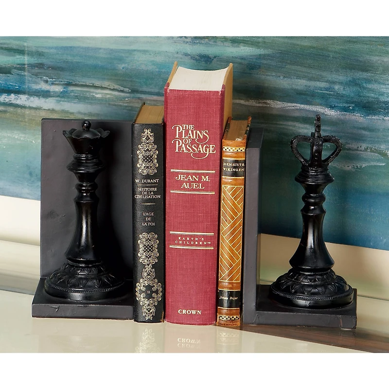 8" Black Chess Bookends, 2ct.