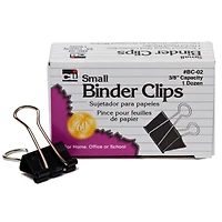 Charles Leonard 3/8" Black Binder Clips, 48 Packs of 12