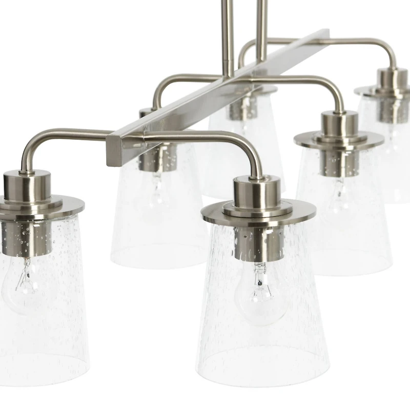 Hello Honey® Robert Stevenson Lighting Jameson Metal & Seedy Glass 6-Light Linear Chandelier