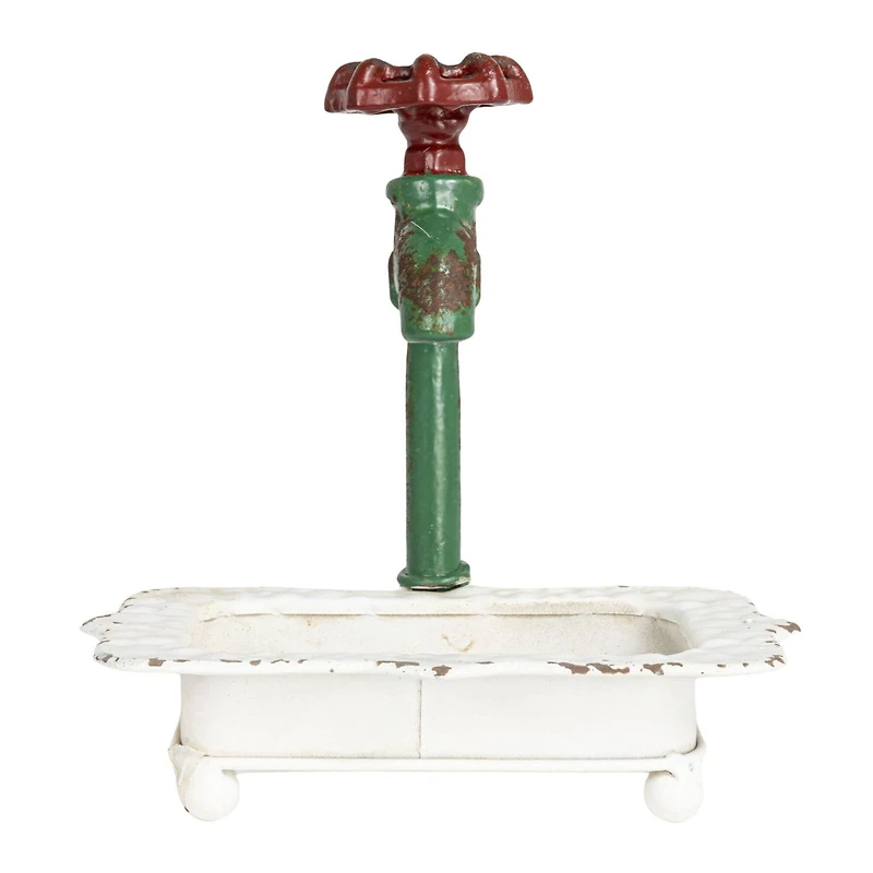 Charming Cast Iron Soap Dish with Miniature Faucet Detail