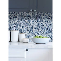 Caroline et Bettina Blue Camille Peel & Stick Wallpaper