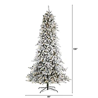 9ft. Pre-lit Flocked Livingston Fir Pinecones Artificial Christmas Tree with Clear Warm LED Lights