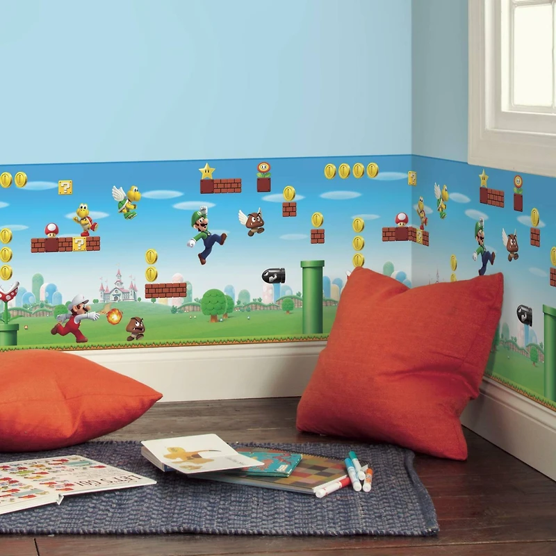 RoomMates Mario Scene Peel & Stick Wallpaper Border