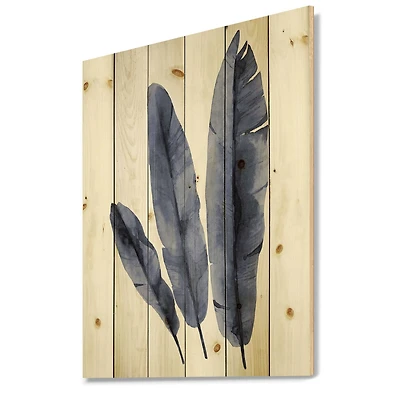 Designart - Navy Blue Tropical Banana Leaves