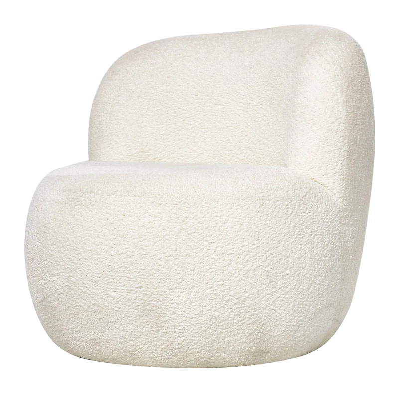 White Polyester Rounded Barrel Accent Chair
