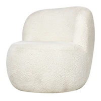White Polyester Rounded Barrel Accent Chair