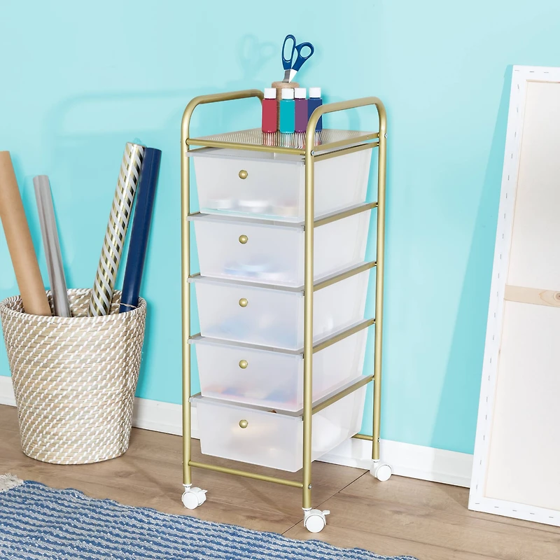 Honey Can Do Gold 5-Drawer Rolling Storage Cart