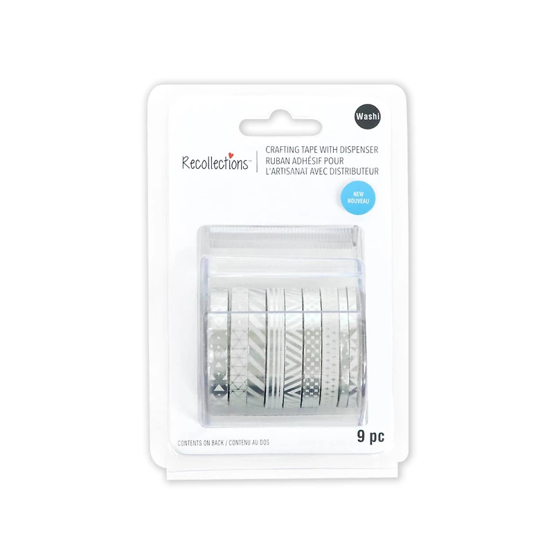12 Pack: Silver Foil Crafting Washi Tape & Dispenser Set by Recollections™