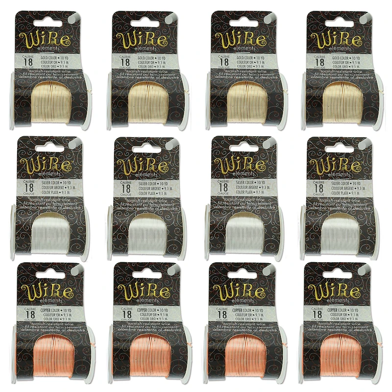 The Beadsmith® Wire Elements™ Gauge Tarnish Resistant Medium Temper Gold, Silver & Copper Wire
