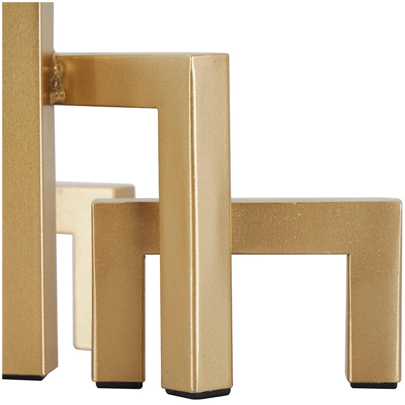 13" Gold Metal Geometric Abstract Square Arched Sculpture
