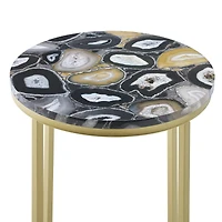 Walker Edison 16" Faux Stone Round Glam Side Table