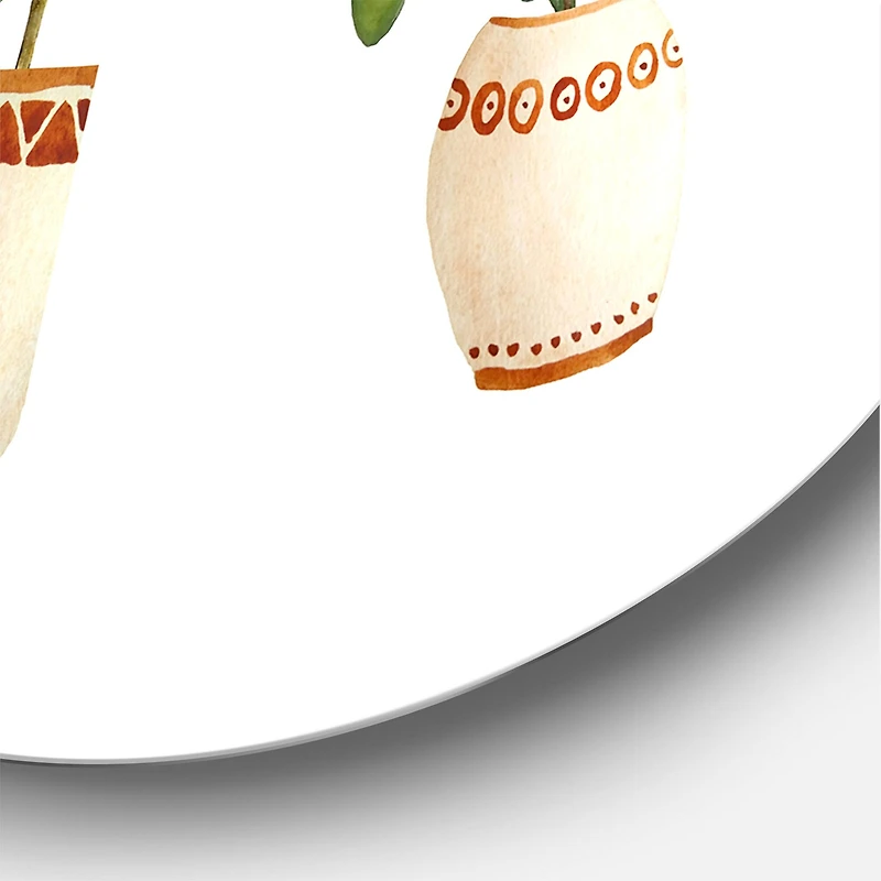 Designart - Trio of House Plants Ponytail Palm and Ficus