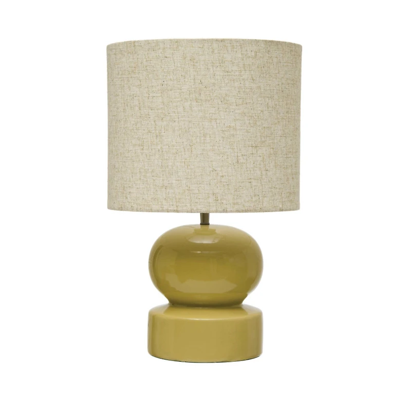 Hello Honey® 19" Green Modern Ceramic Table Lamp with Fabric Shade