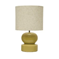 Hello Honey® 19" Green Modern Ceramic Table Lamp with Fabric Shade