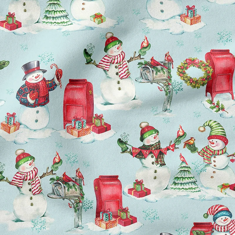 Fabric Editions Blue Snowmen Cotton Fabric