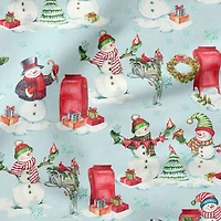 Fabric Editions Blue Snowmen Cotton Fabric