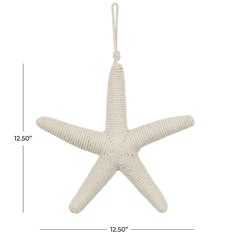 12.5" Handmade Wrapped Jute Starfish Hanging Wall Décor