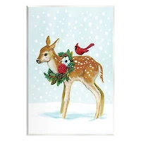 Stupell Industries Snowy Deer Holiday Cardinal Wall Plaque Art