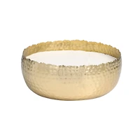 90oz English Garden Scented White 4 Wick Candle in Hammered Gold Bowl