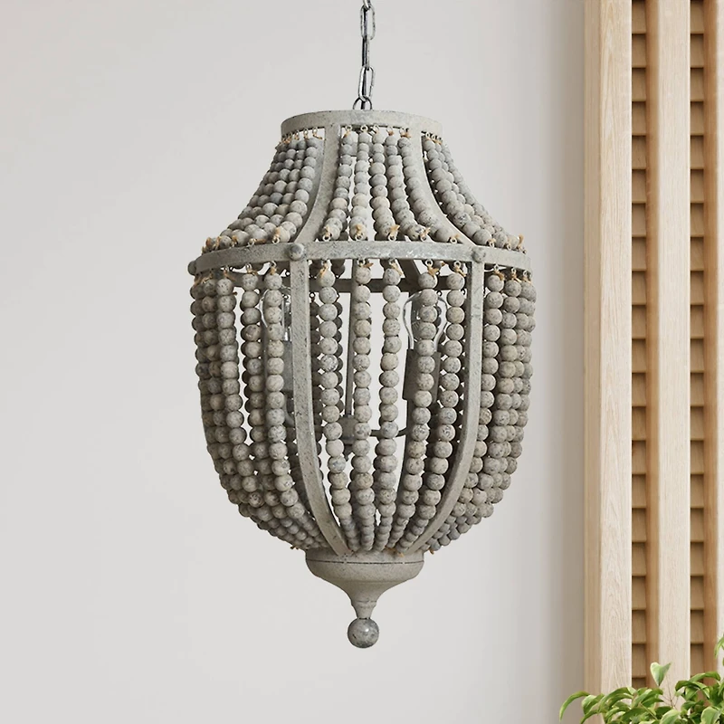 Hello Honey® Metal Chandelier with Wood Beads