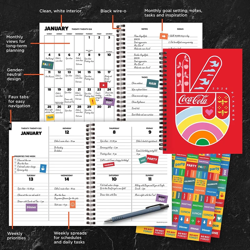 2026 Coca-Cola Medium Weekly Monthly Planner