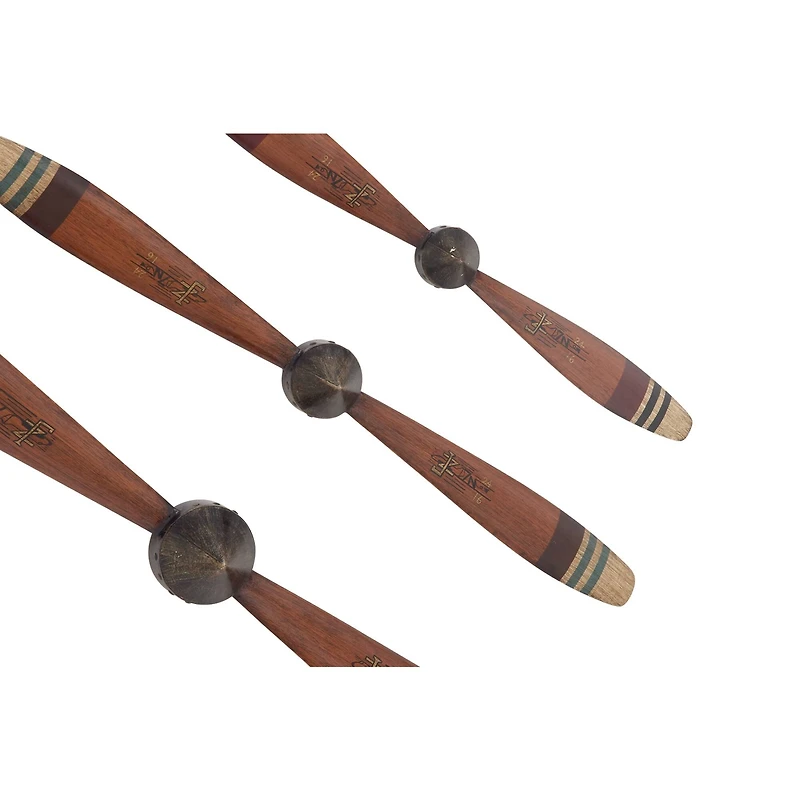 Red Metal Propeller Industrial Wall Décor Set