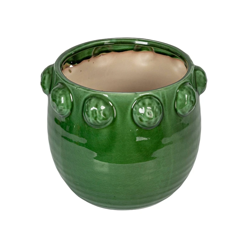 Hello Honey® 10.5" Green Raised Dots Terra Cotta Planter