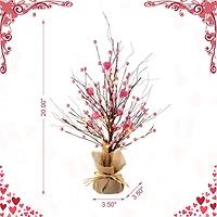 Glitzhome® 20" Lighted Valentine's Pink Berry Heart Table Tree