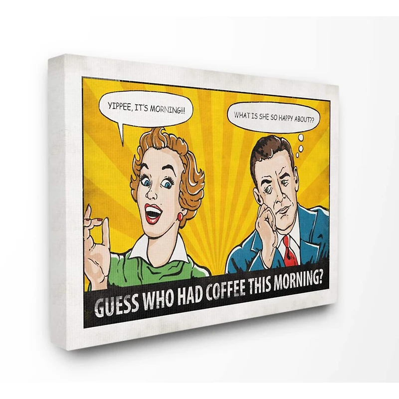 Stupell Industries Morning Coffee Comic Book Canvas Wall Art