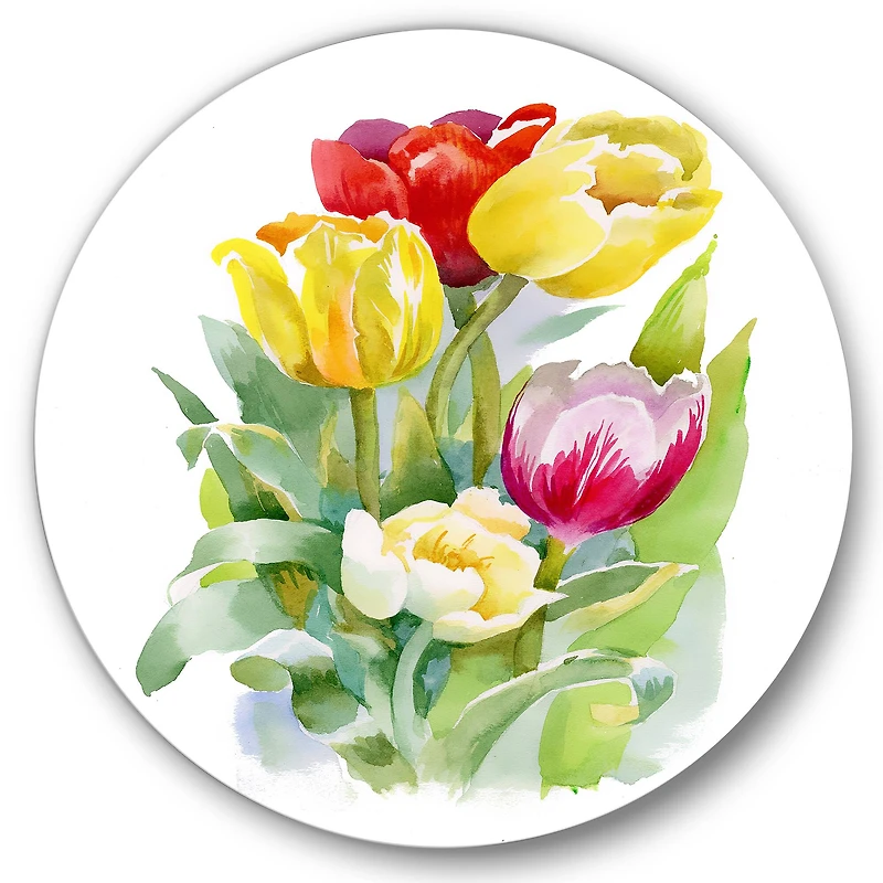 Designart - Bouquet of White and Red Tulips