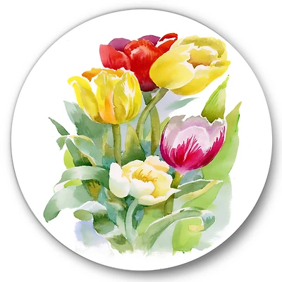 Designart - Bouquet of White and Red Tulips