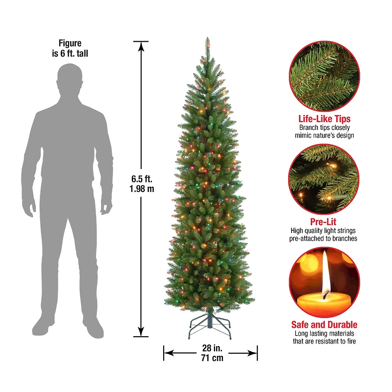 ft. Pre-lit Kingswood Fir Pencil Artificial Christmas Tree