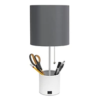 Simple Designs 18.5" Hammered Metal Container Base Table Lamp with USB Charging Port