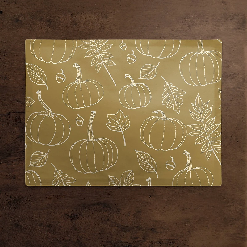 Mustard Yellow Fall Pattern Cotton Twill Placemat